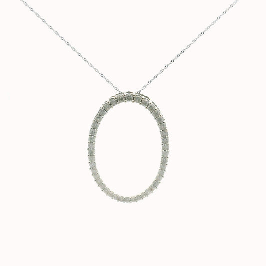 JWBR 14K Two Tone Gold Diamond Oval Pendant Necklace