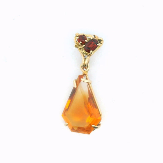 Vintage 14K Yellow Gold Garnet & Citrine Pendant