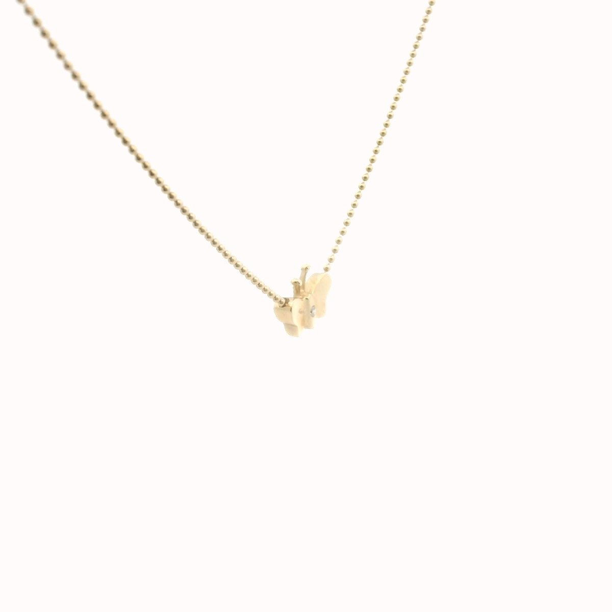 14K Yellow Gold Diamond Butterfly Necklace