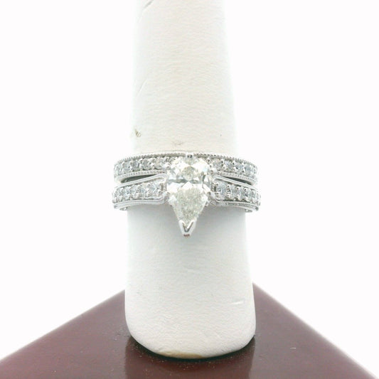 14K White Gold IGI Certified Diamond Engagement Ring & Wedding Band