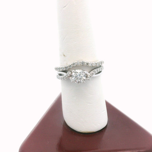 14K White Gold Diamond Enagement Ring & Wedding Band