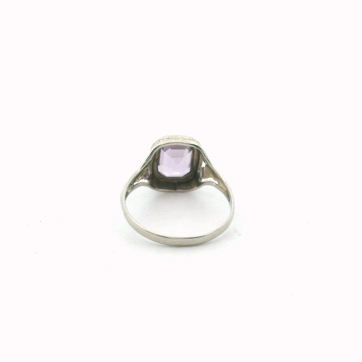 Antique 14K White Gold Amethyst Filigree Ring