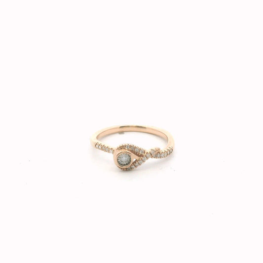 10K Rose Gold Diamond Interwoven Ribbon Ring