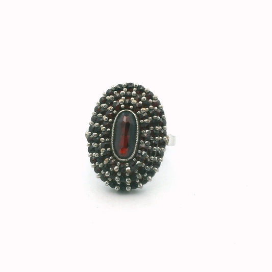 Vintage 950 Silver Bohemian Garnet Ring