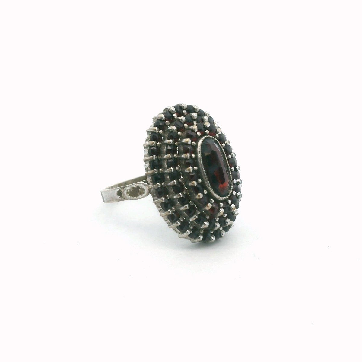 Vintage 950 Silver Bohemian Garnet Ring