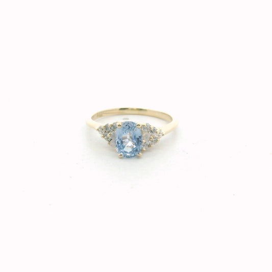 Vintage 14K Yellow Gold Sapphire & Diamond Engagement Ring