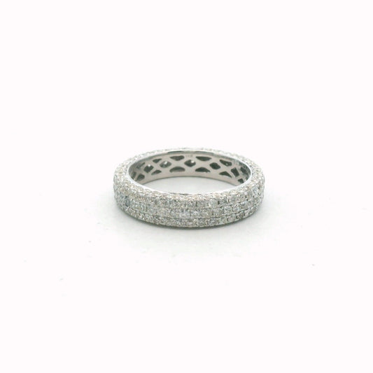14K White Gold Pave Set Diamond Eternity Band