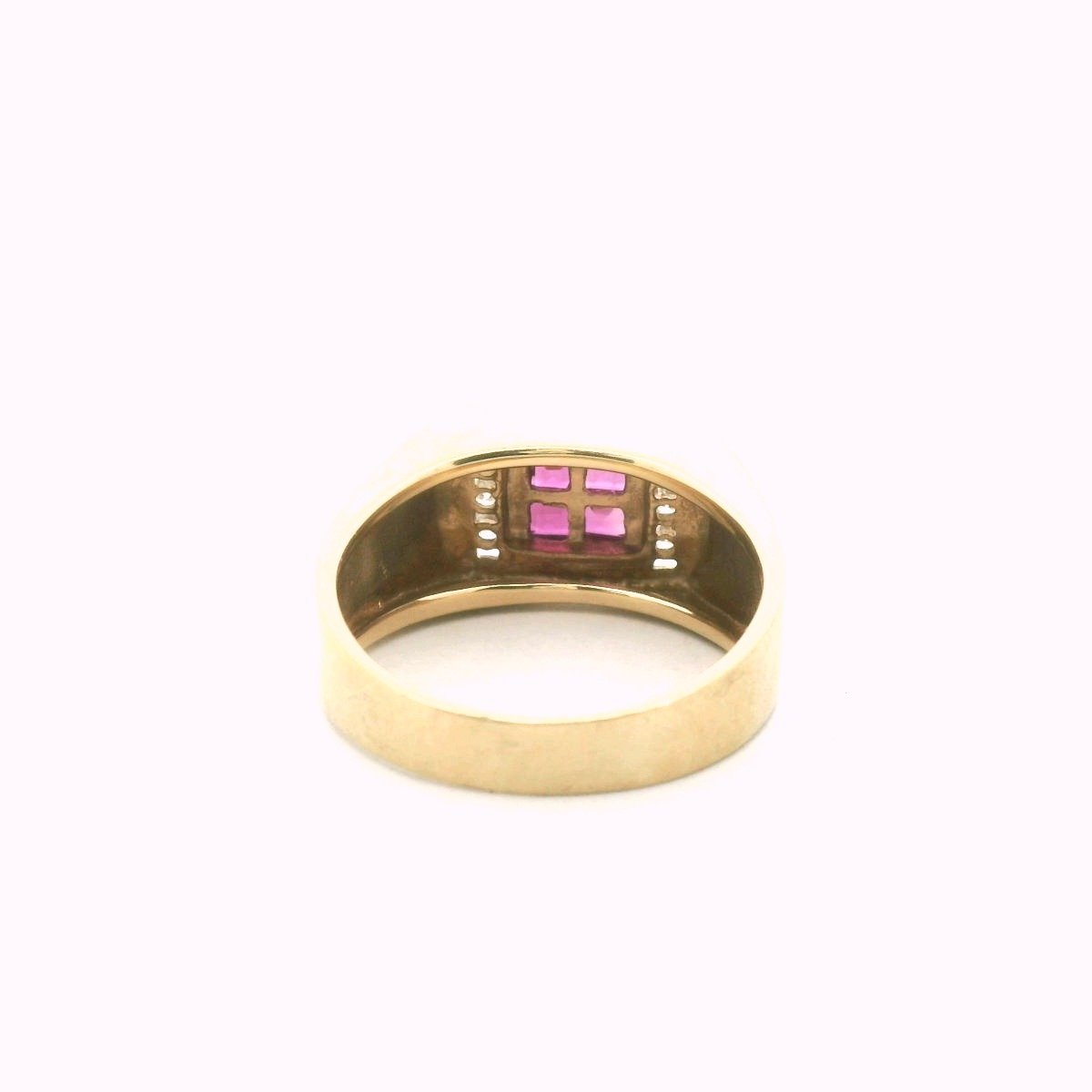 Vintage 14K Yellow Gold Mens Diamond & Ruby Ring