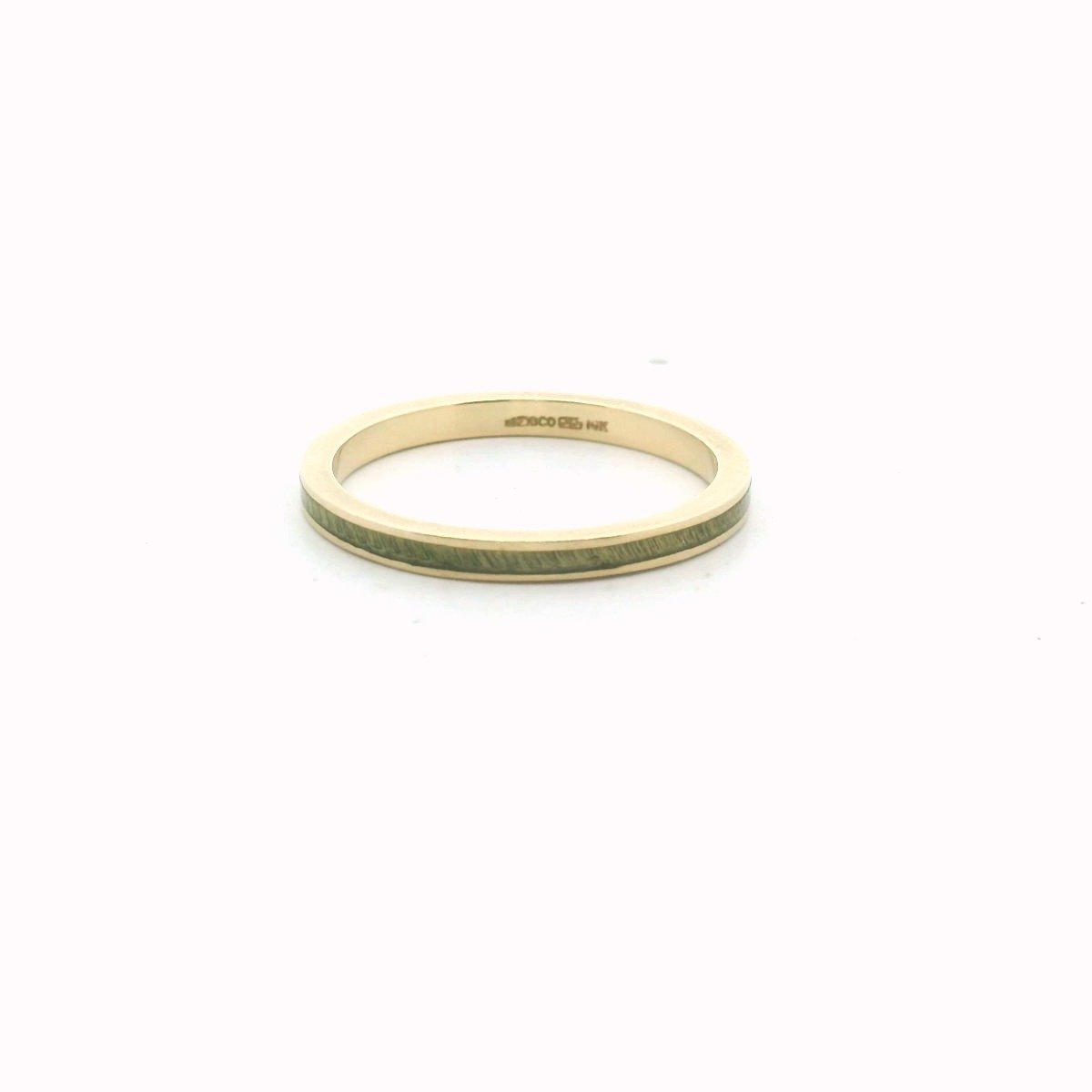 Vintage 14K Yellow Gold Lime Green Enamel Wedding Band