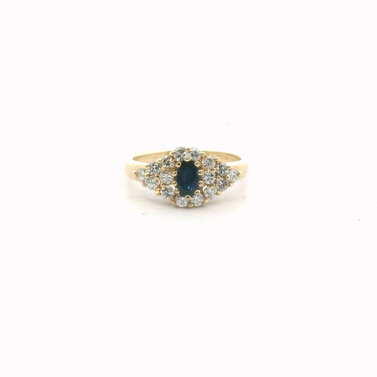 14K Yellow Gold Diamond & Sapphire Ring