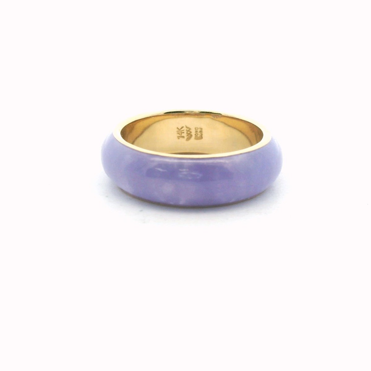 14K Yellow Gold Dyed Lavendar Jade Band