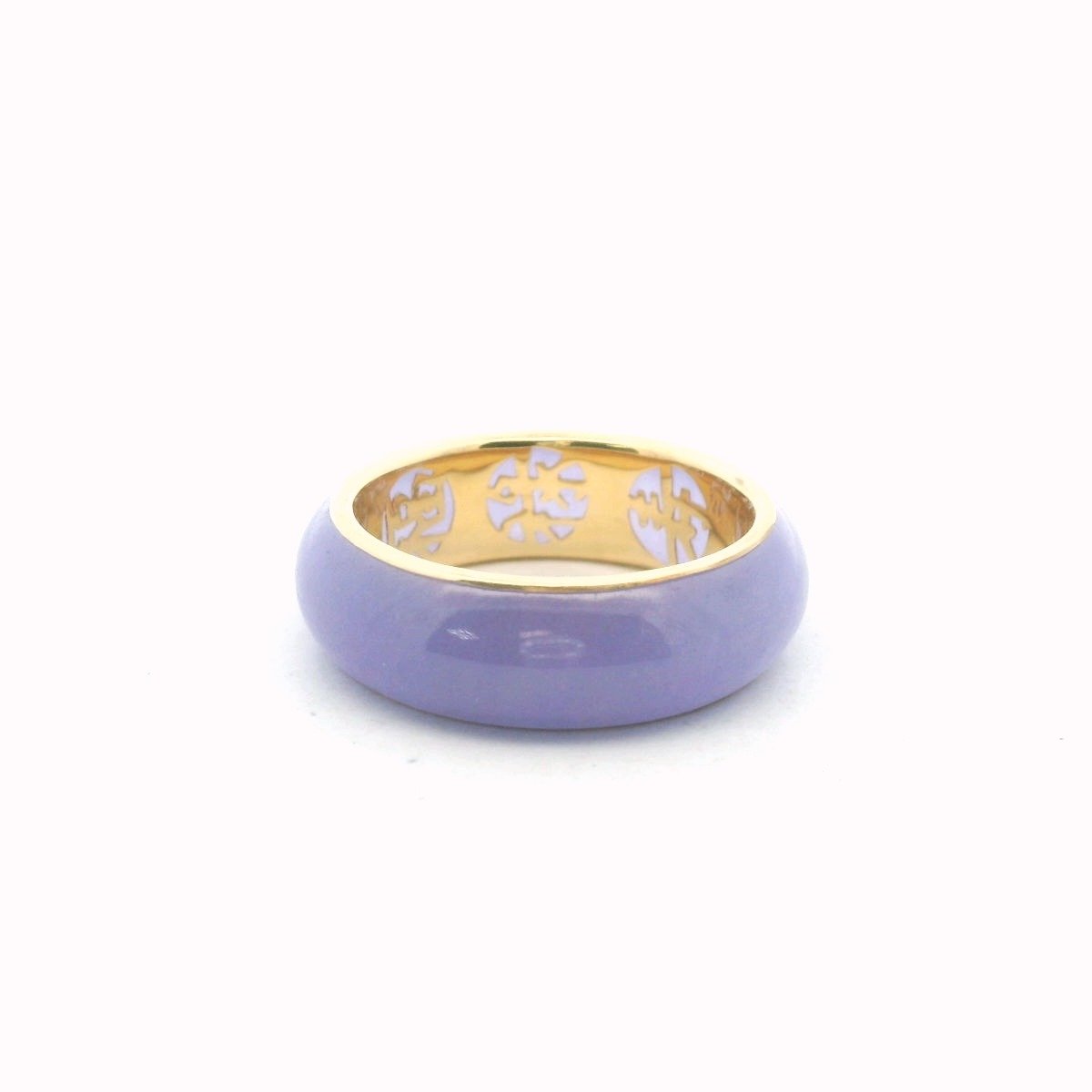 14K Yellow Gold Dyed Lavendar Jade Band