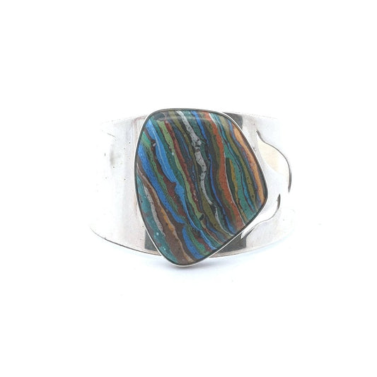 Designer $250 Jay King Sterling Silver Rainbow Calc Silicate Cuff Bangle