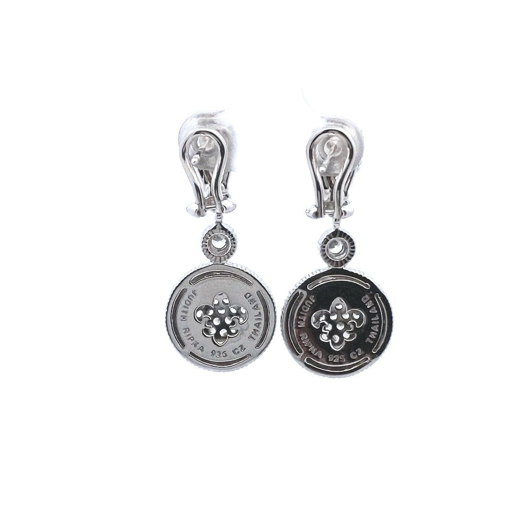 Designer $150 Judith Ripka Sterling CZ Circle Drop Earrings