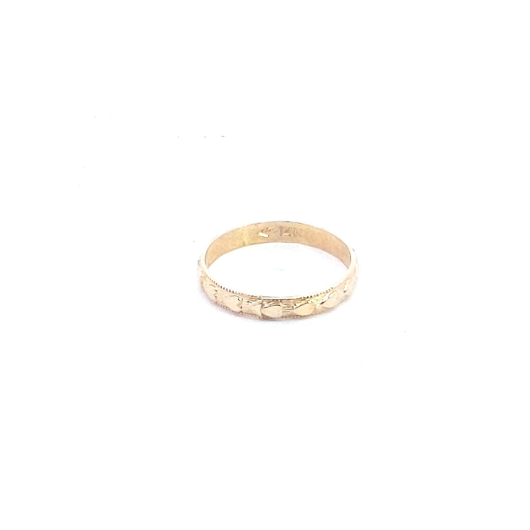 Vintage $150 14K Yellow Gold Heart Design Baby Band Ring