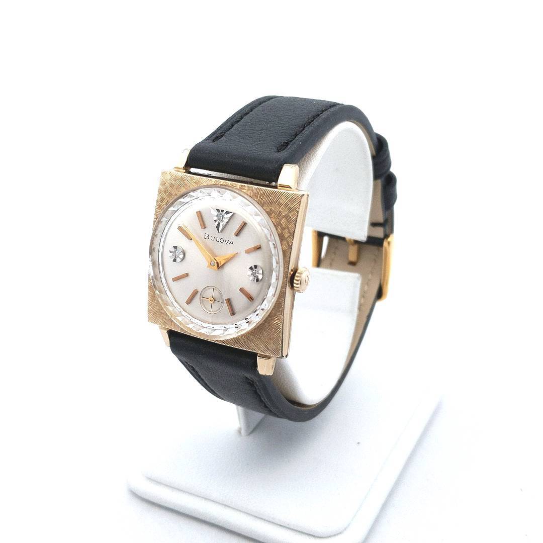 Estate $200 10K Yellow Gold Filled Bulova Manual Wind Diamond Dial Watch