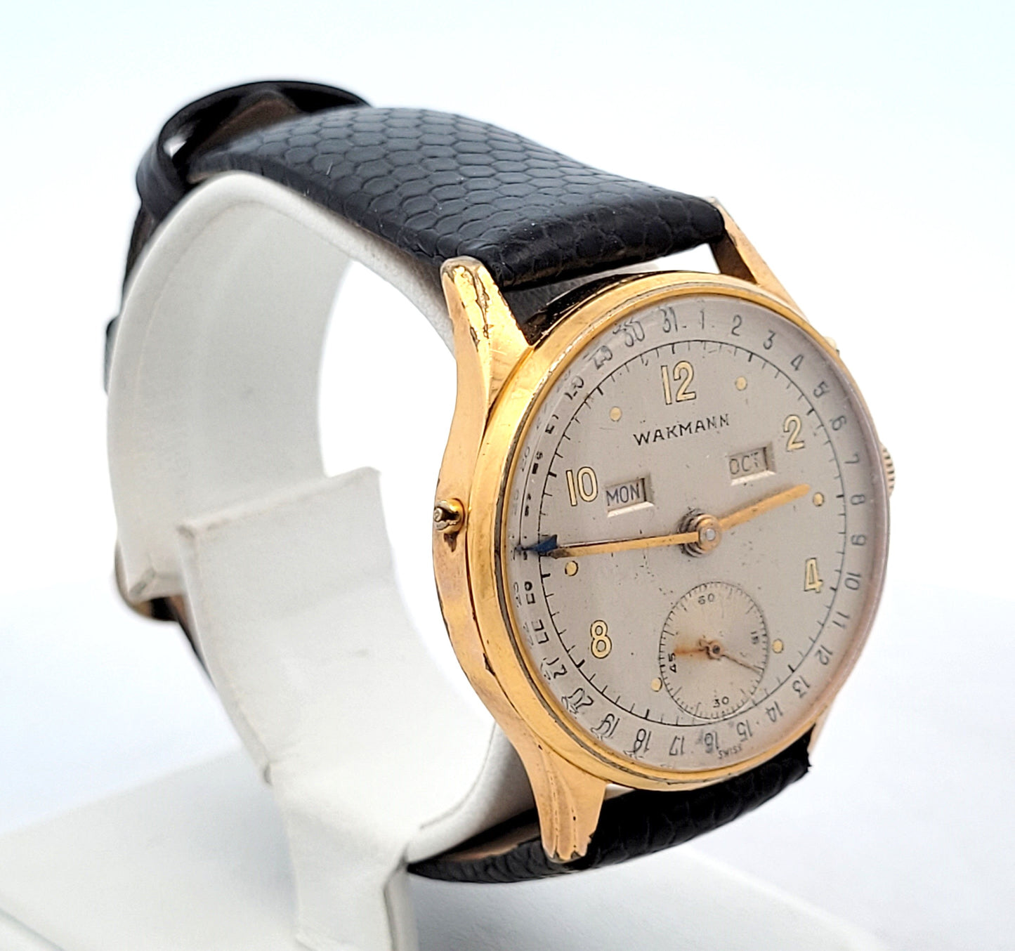 Wakmann Triple Calendar Gold Plated Stainless Steel Manual Wind Watch