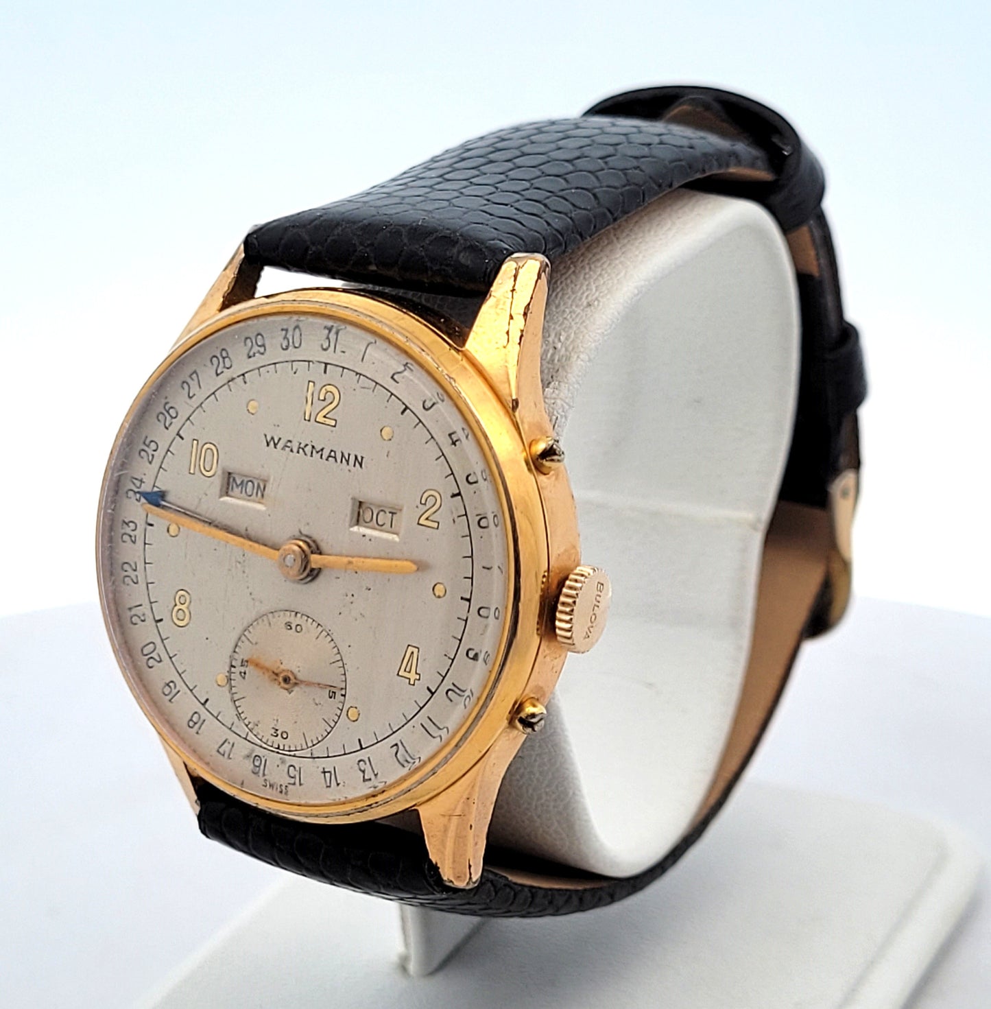 Wakmann Triple Calendar Gold Plated Stainless Steel Manual Wind Watch