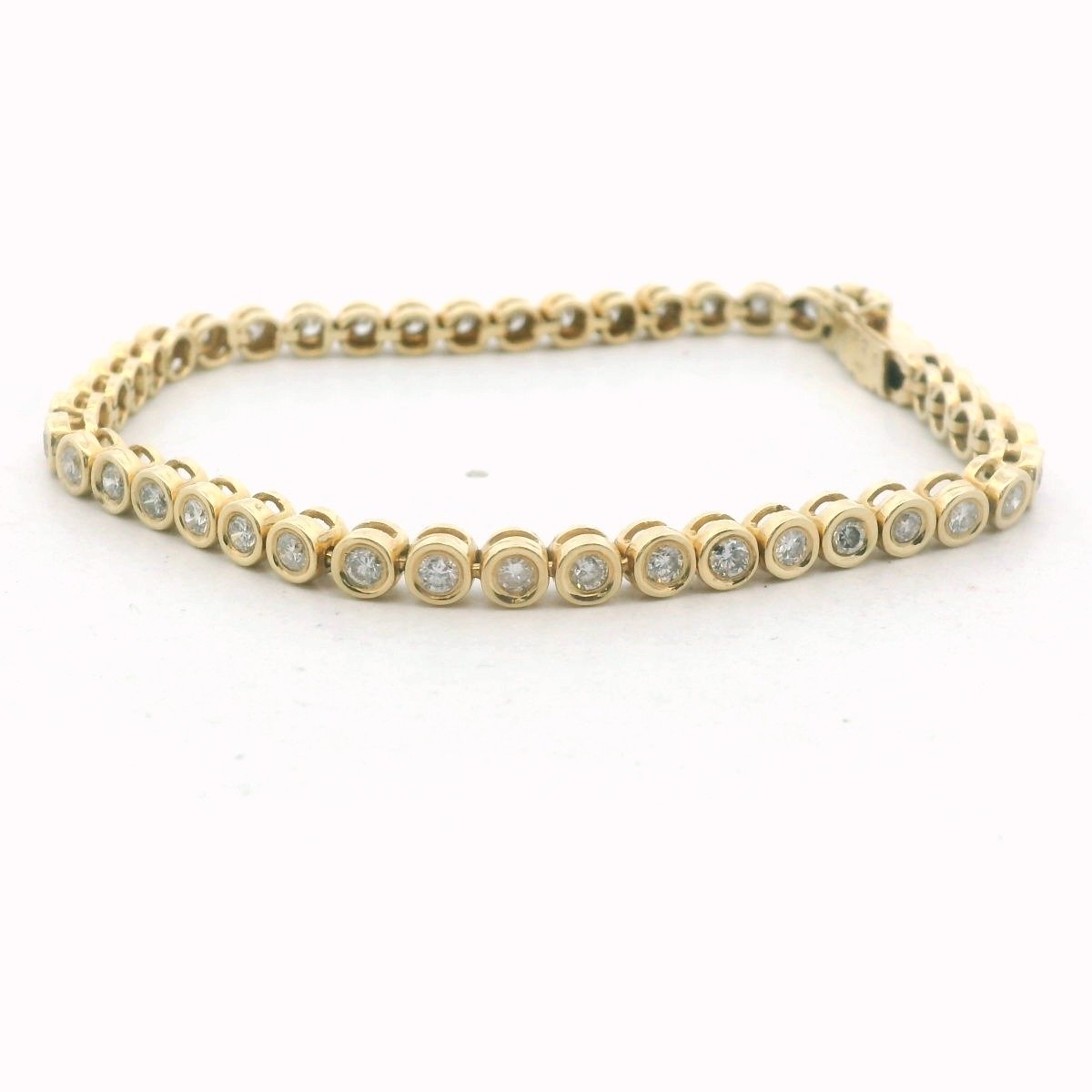 14K Yellow Gold Bezel Set Diamond Line Bracelet