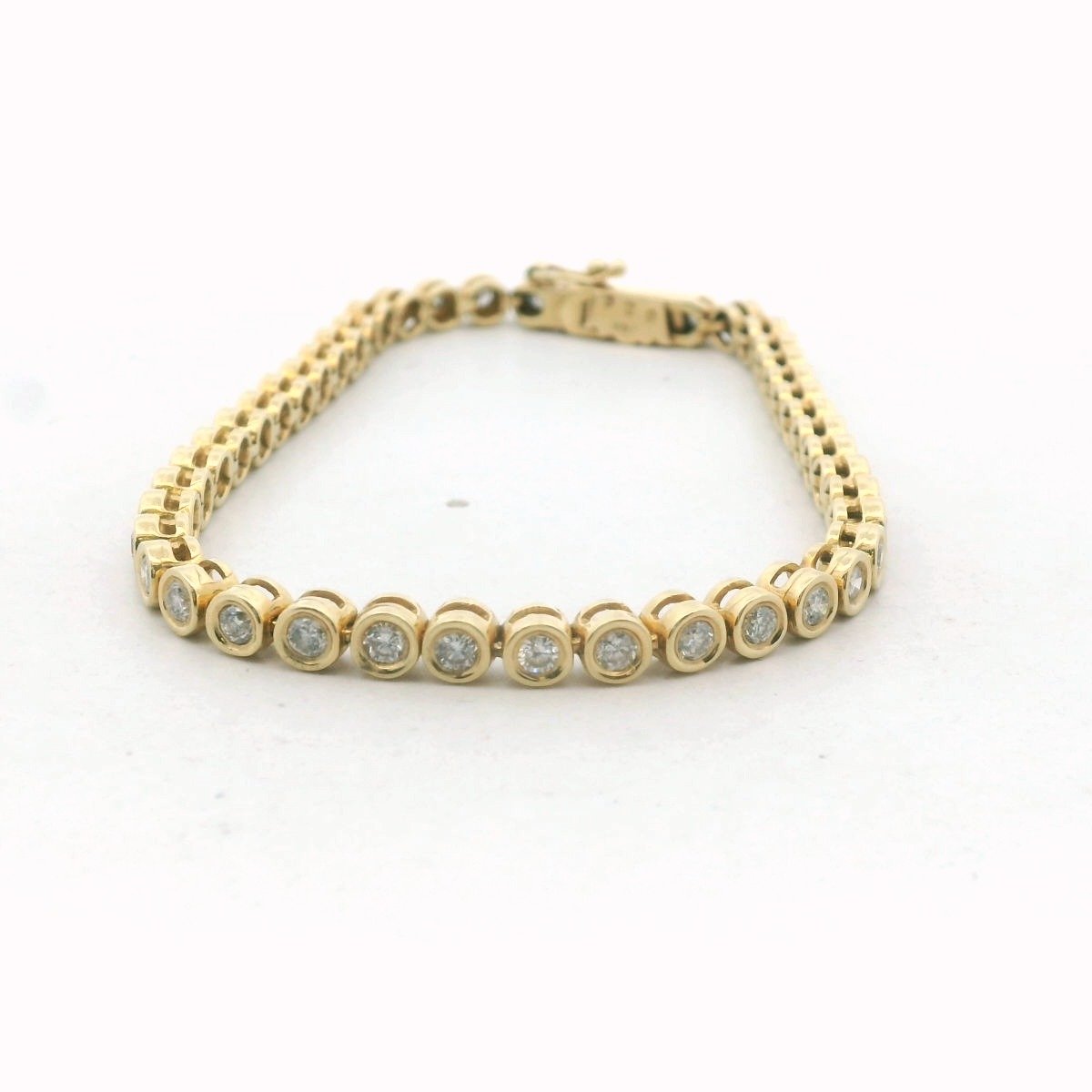 14K Yellow Gold Bezel Set Diamond Line Bracelet