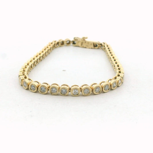 14K Yellow Gold Bezel Set Diamond Line Bracelet