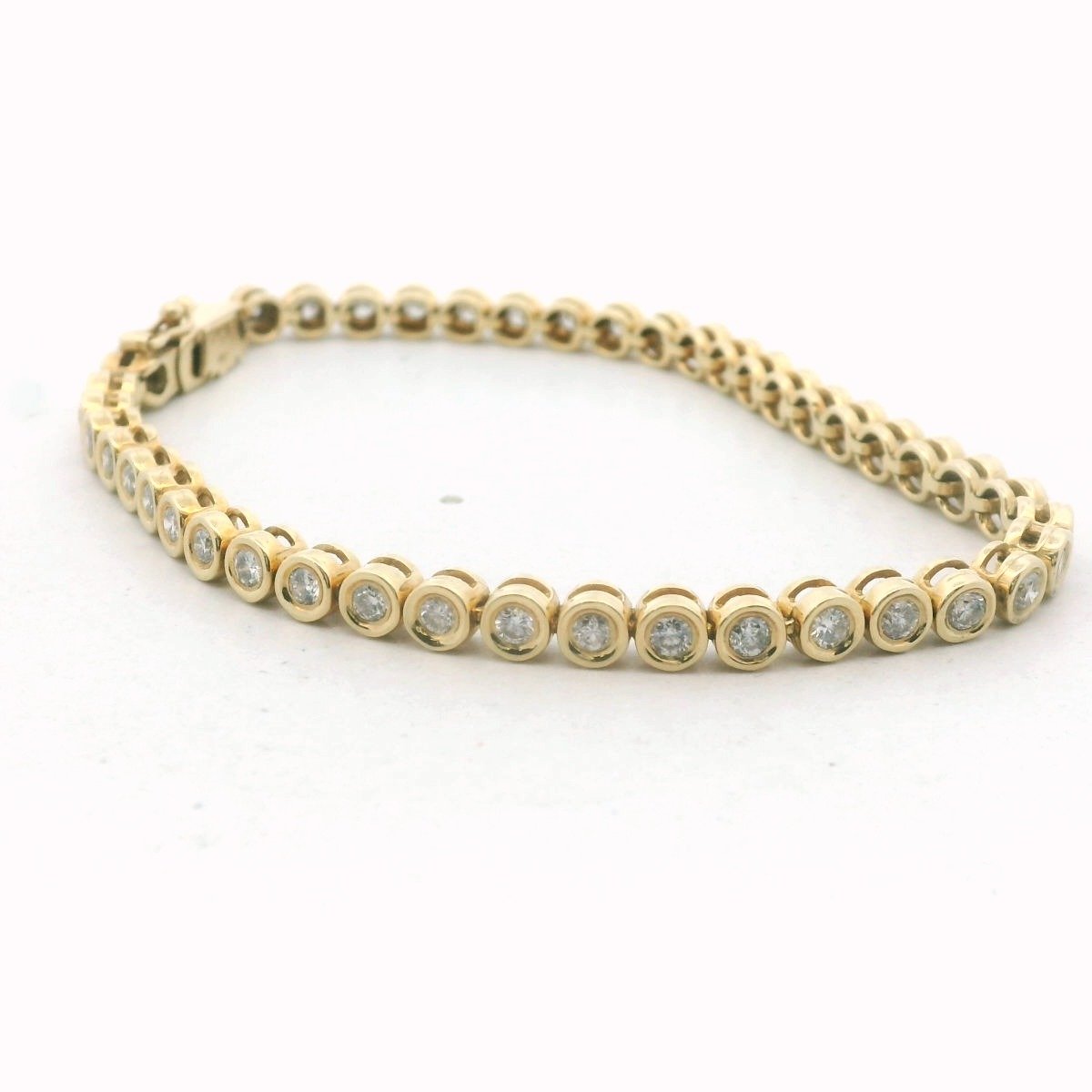 14K Yellow Gold Bezel Set Diamond Line Bracelet