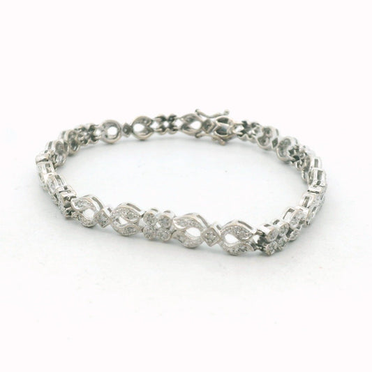14K White Gold Diamond Milgrain Accent Bracelet