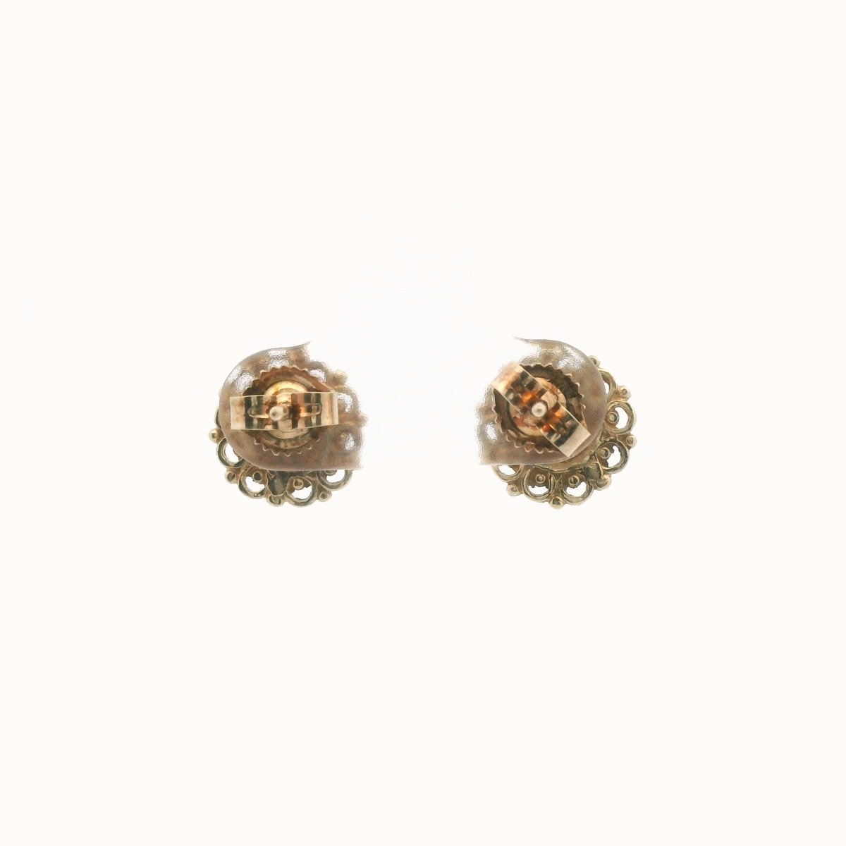 Vintage 14K Yellow Gold Opal Textured Earrings