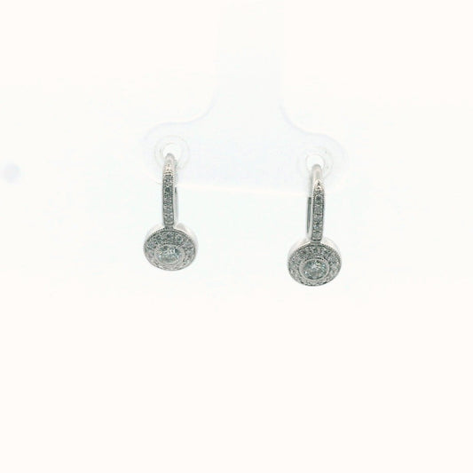 14K White Gold Diamond Milgrain Accent Earrings