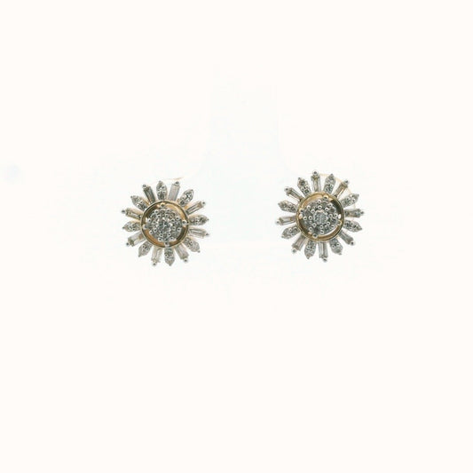14K Yellow Gold Diamond Cluster Earrings