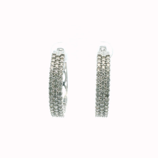 10K White Gold Diamond Hoop Earrings