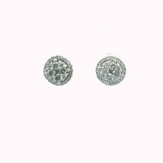 10K White Gold Diamond Halo Earrings