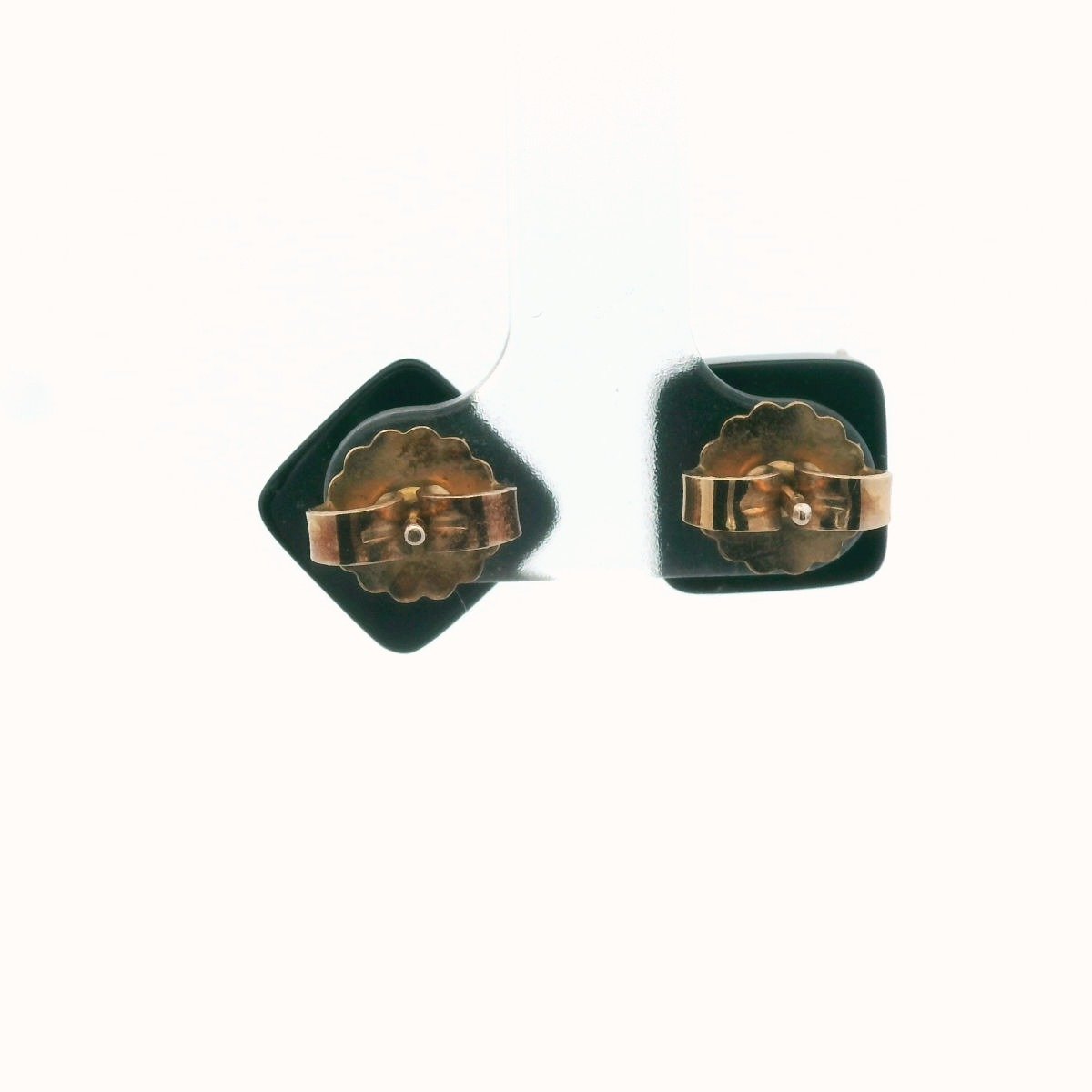 Rose Gold Plated Base Meatl Jelly Opal Onyx White Topaz Earrings