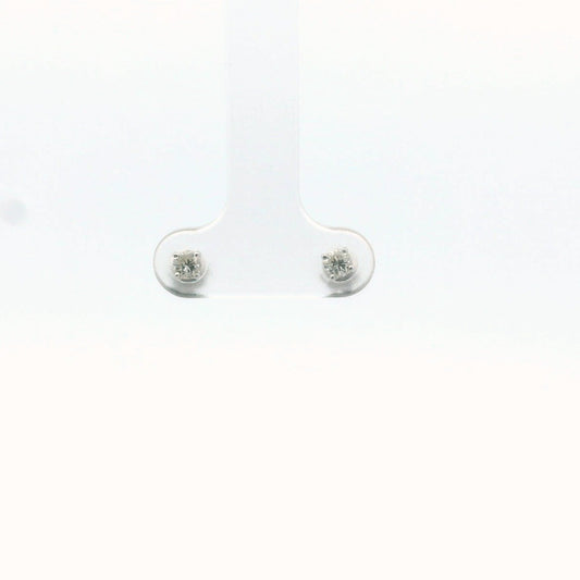 14K White Gold Diamond Screwback Stud Earrings
