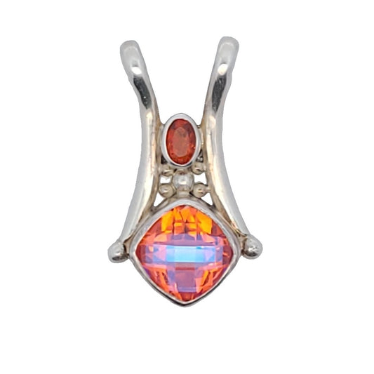 Sajen Sterling Silver Garnet & Mystic Quartz Pendant