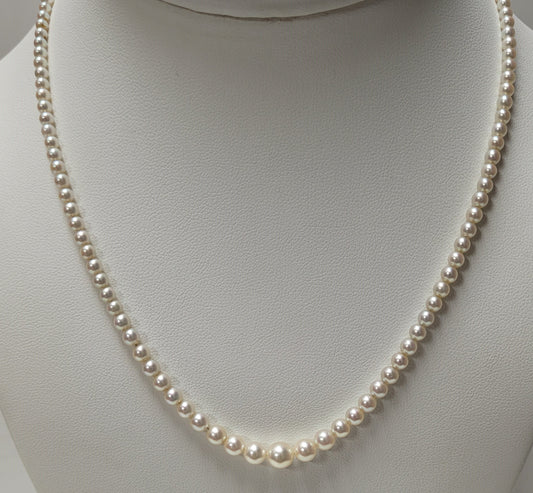 10K White Gold GIA Graduated Akoya Pearl Necklace