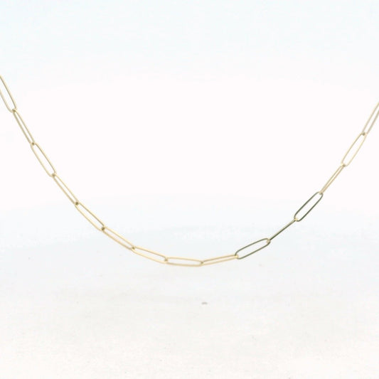 14K Yellow Gold Paper Clip Style Chain Necklace
