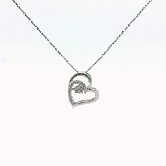 Sterling Silver Diamond Heart Necklace
