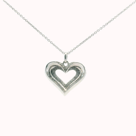 Sterling Silver Diamond Heart Pendant Necklace
