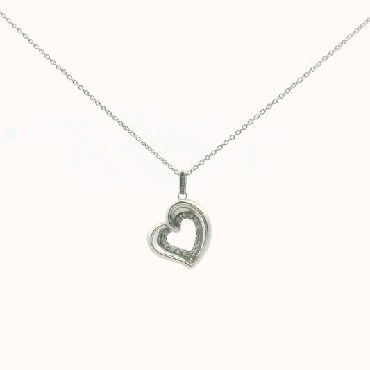Sterling Silver Diamond Heart Necklace