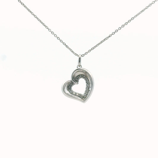 Sterling Silver Diamond Heart Pendant Necklace