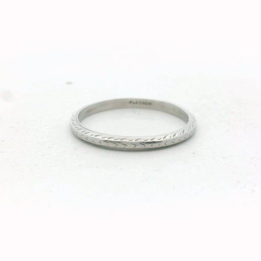 Antique Platinum Inscribed Wedding Band