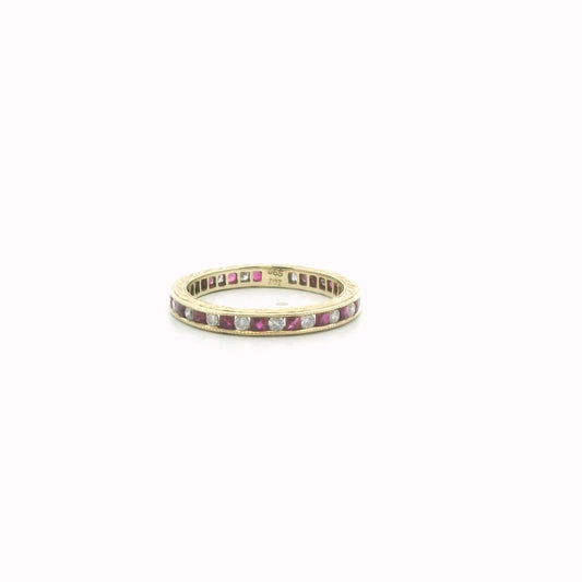 IDI 14K Yellow Gold Diamond & Calibre Cut Ruby Eternity Band