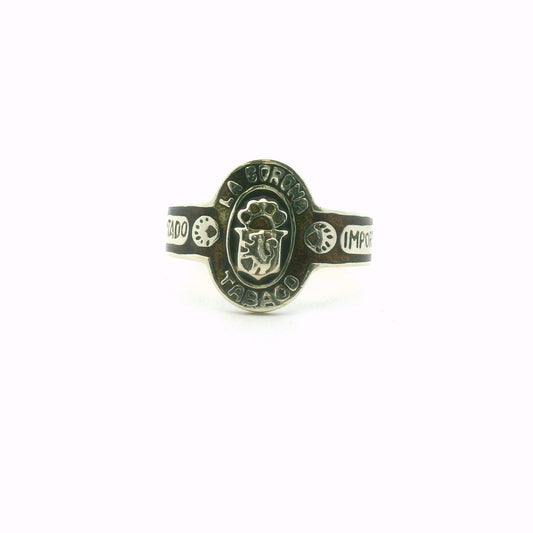 Vintage La Gorona Tobaco 10K Yellow Gold Enamel Cigar Band Ring