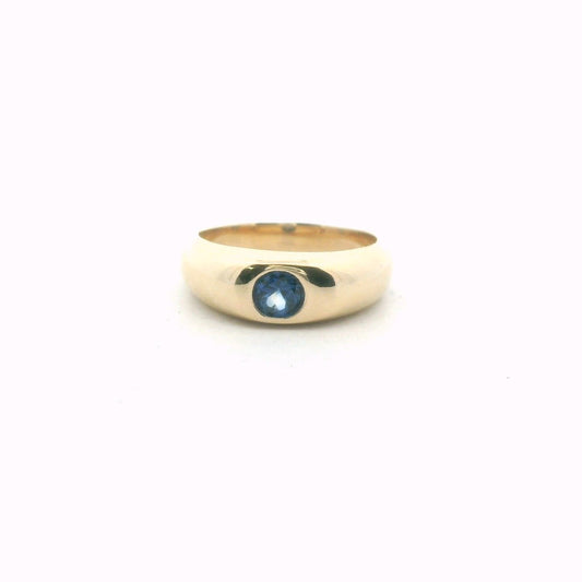 14K Yellow Gold Flush Set Sapphire Ring
