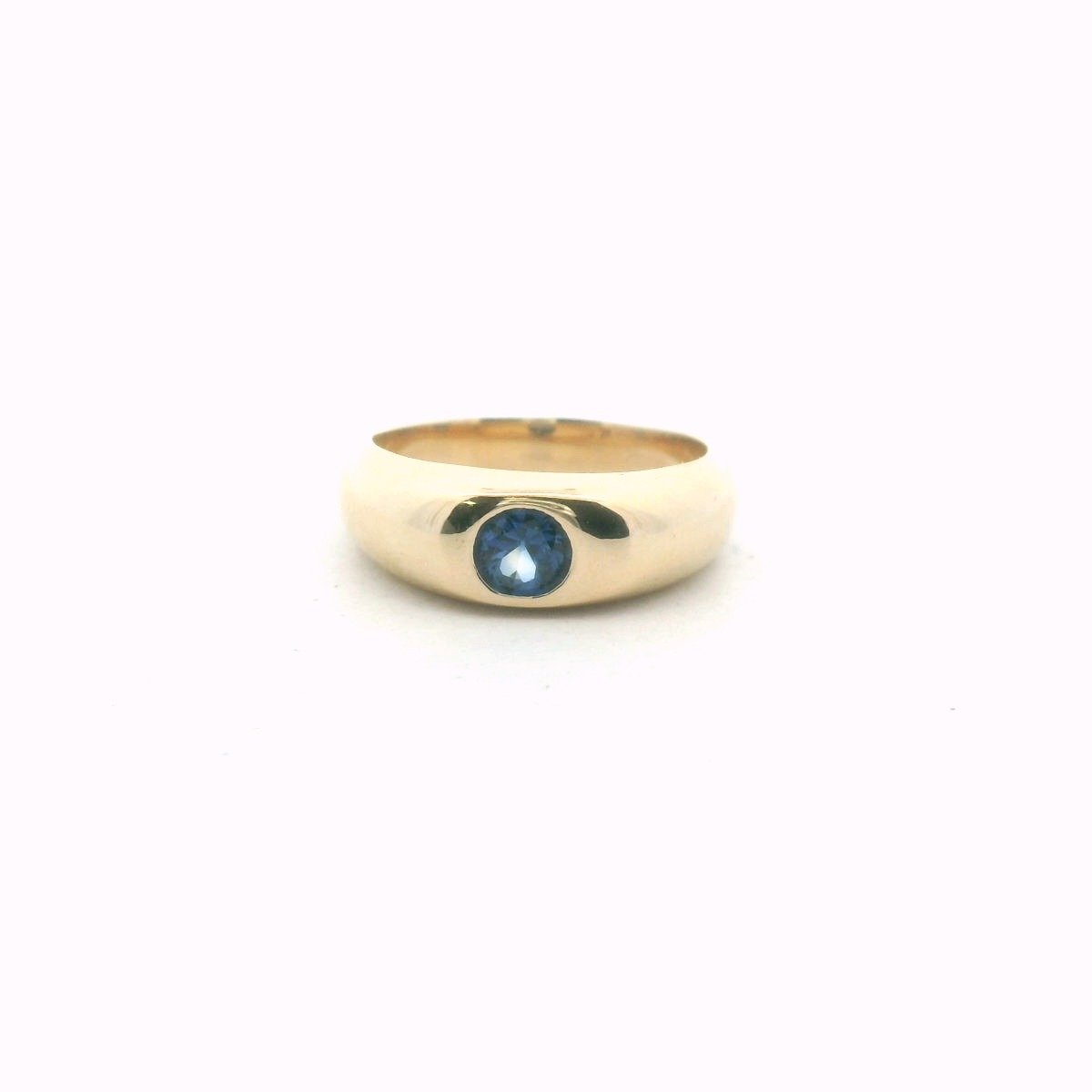 14K Yellow Gold Flush Set Sapphire Ring