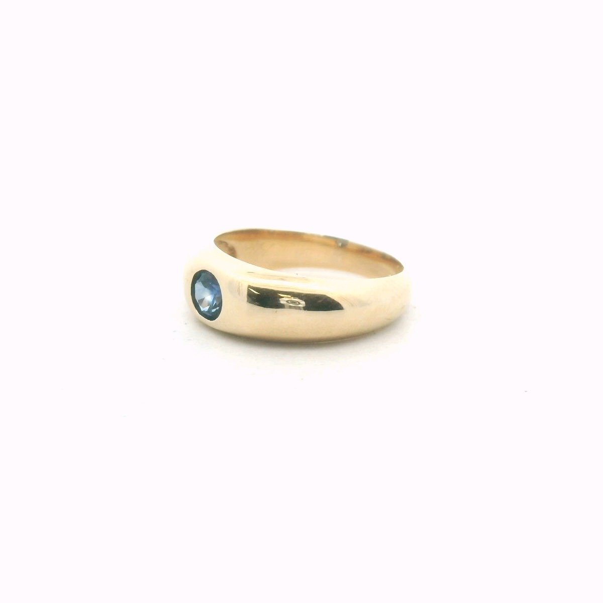 14K Yellow Gold Flush Set Sapphire Ring