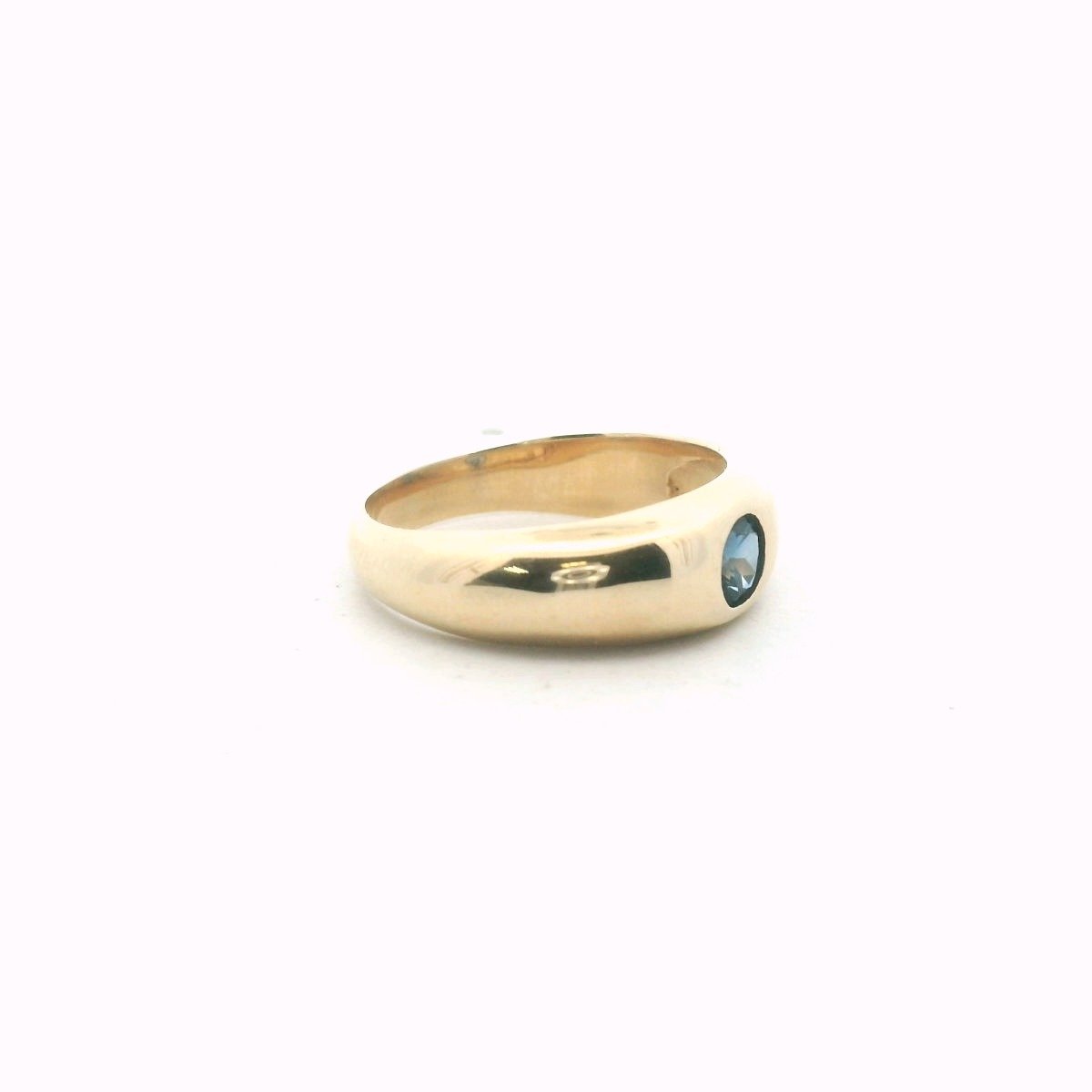 14K Yellow Gold Flush Set Sapphire Ring