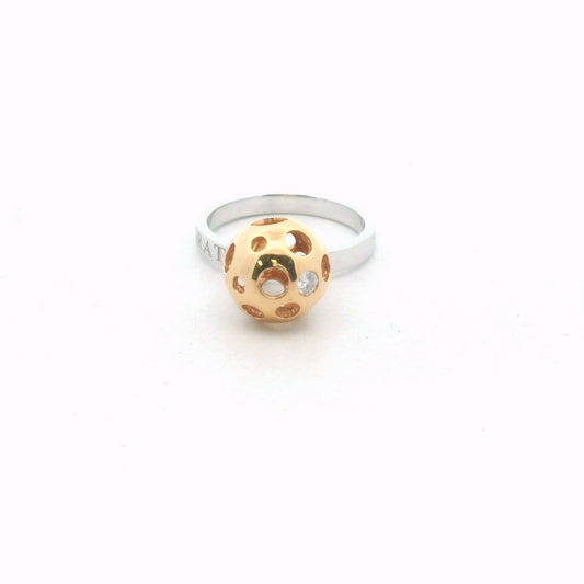 Luca Carati 18K Two Tone Gold Diamond Ball Pendant Ring