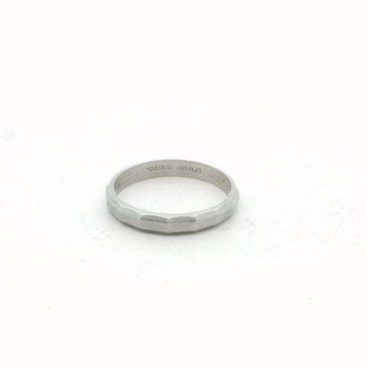 Vintage Platinum Faceted Wedding Band